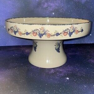 Home & Garden Party Stoneware - Fruit Design - Cake Plate W/pedestal